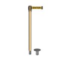 Montour Line Retractable Belt Removable Stanchion, 2ft Pol.Brass Post  7.5ft Cau MX530R-PB-CAUYB-75